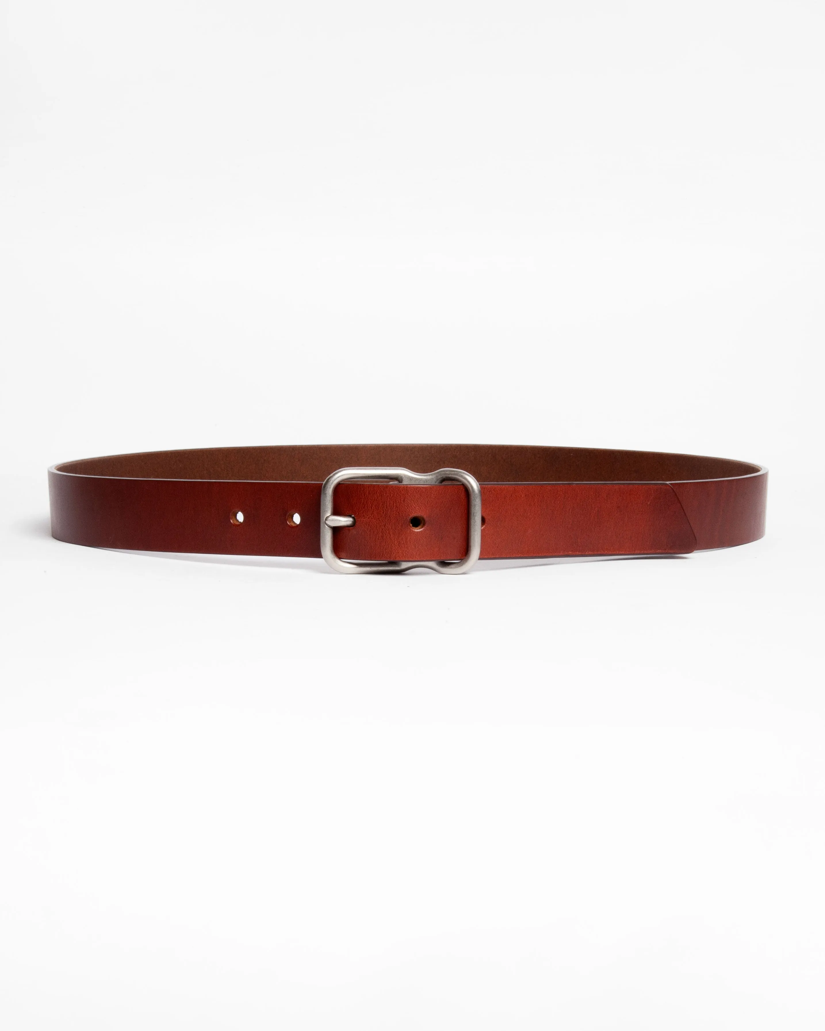 118 Signature Leather Belt - Narrow - Chestnut - Nickel