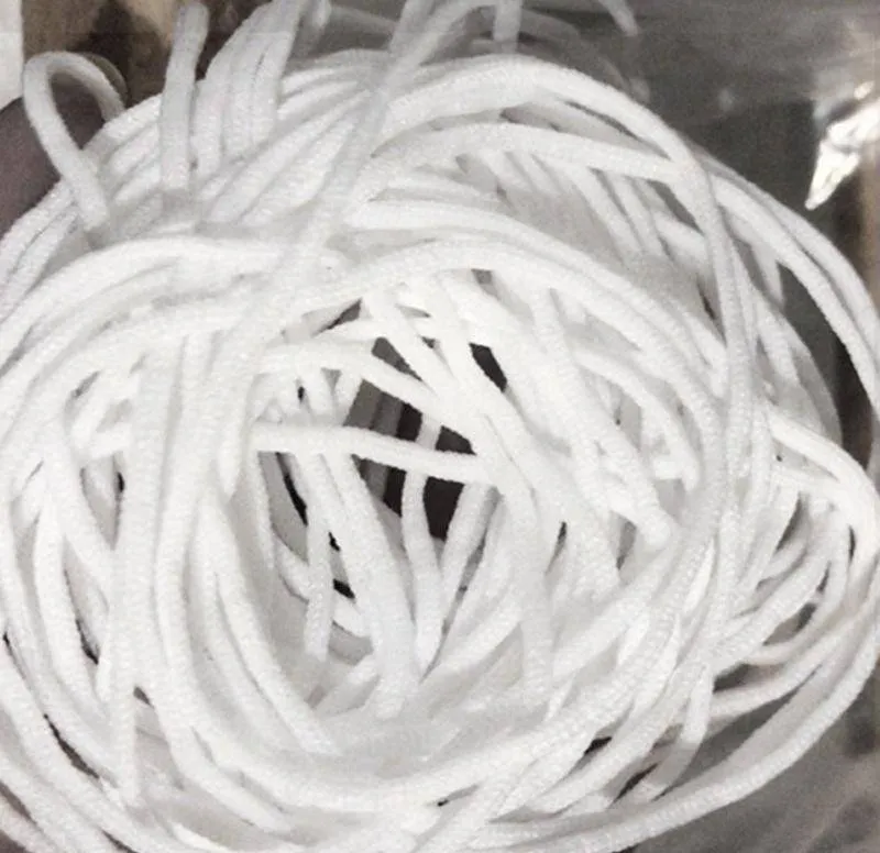 1/6 Inch(4mm)Flat Braided Elastic Cord/White Elastic Band (50 yards)