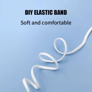 1/6 Inch(4mm)Flat Braided Elastic Cord/White Elastic Band (50 yards)