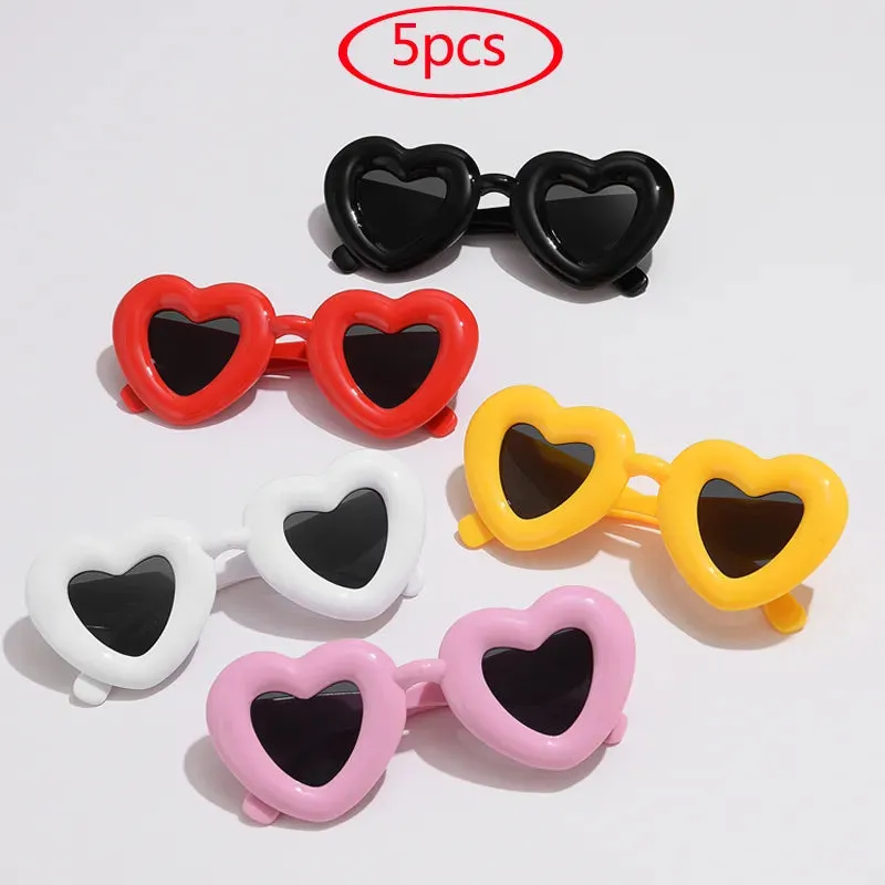 5pcs Y2K Retro Heart Cat Eye Candy Color Sunglasses Women Fashion Cycling Sports Shades UV400 Unique Wide Legs Men Sun Glasses