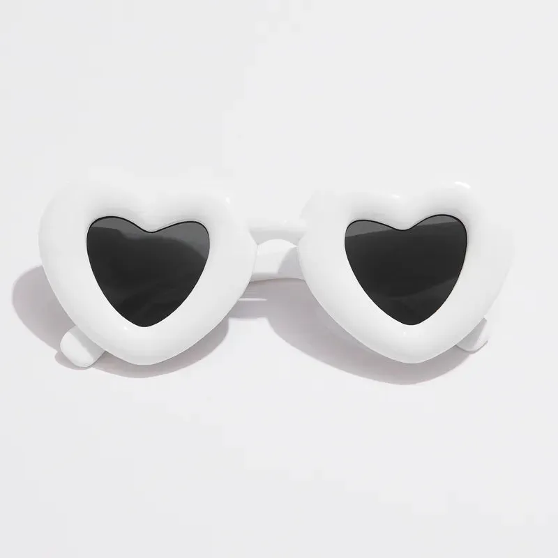 5pcs Y2K Retro Heart Cat Eye Candy Color Sunglasses Women Fashion Cycling Sports Shades UV400 Unique Wide Legs Men Sun Glasses