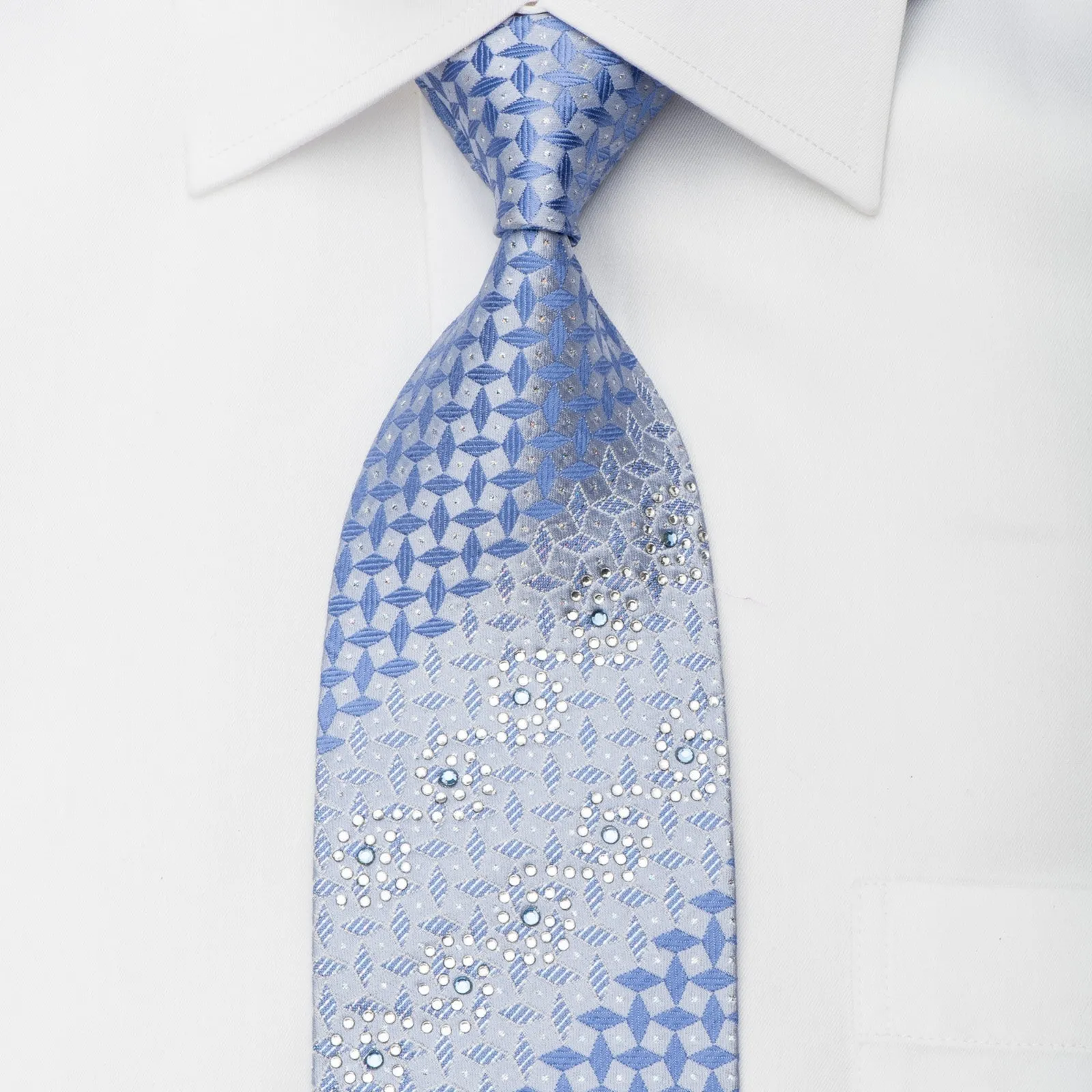 Arnold Palmer Rhinestone Silk Necktie Checkered On Blue With Sparkles