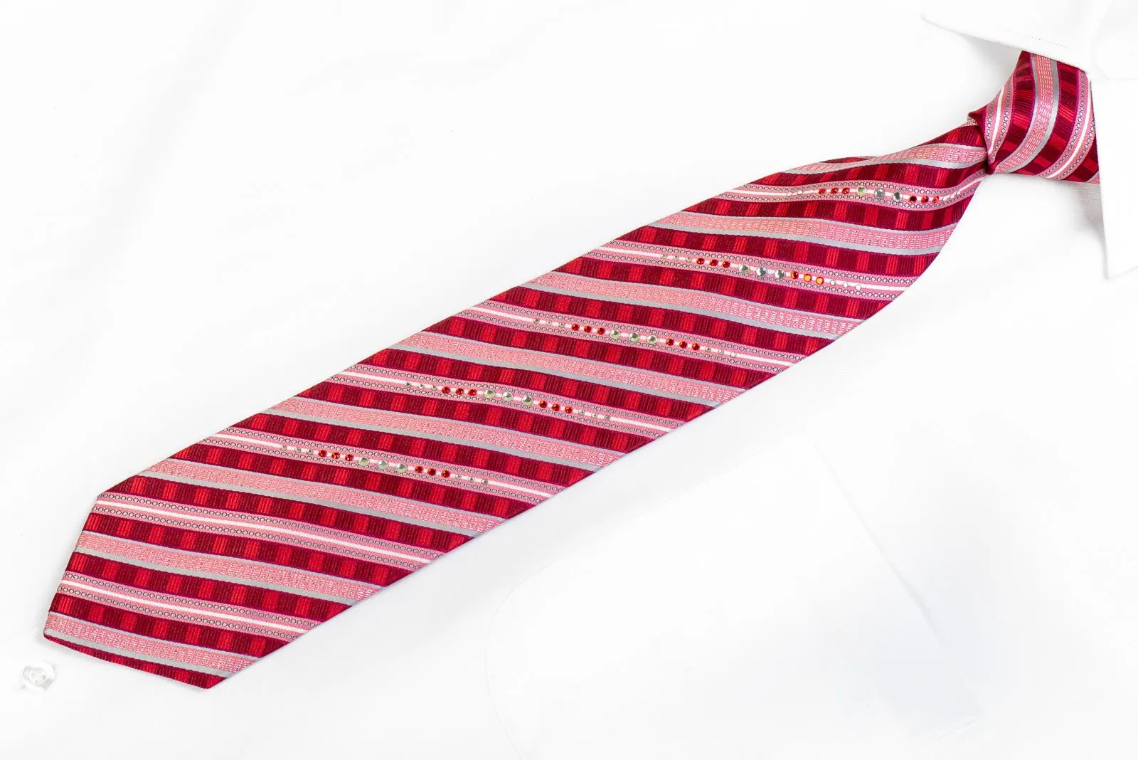 Avolio Rhinestone Necktie Stripes On Burgundy