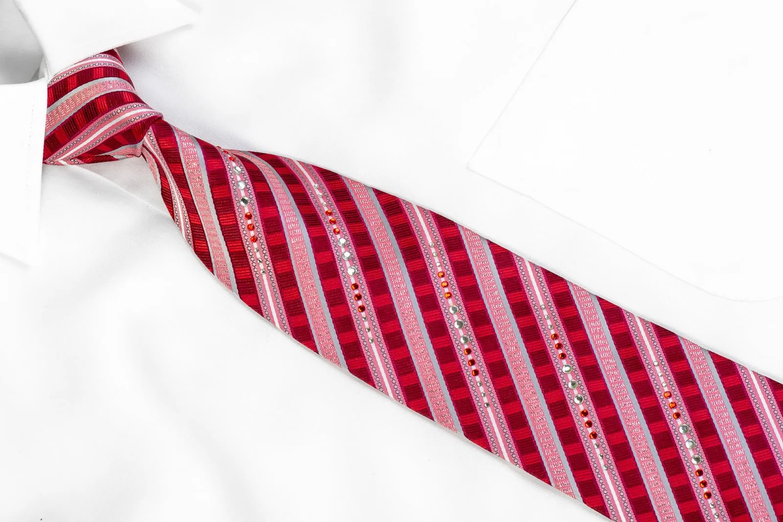 Avolio Rhinestone Necktie Stripes On Burgundy