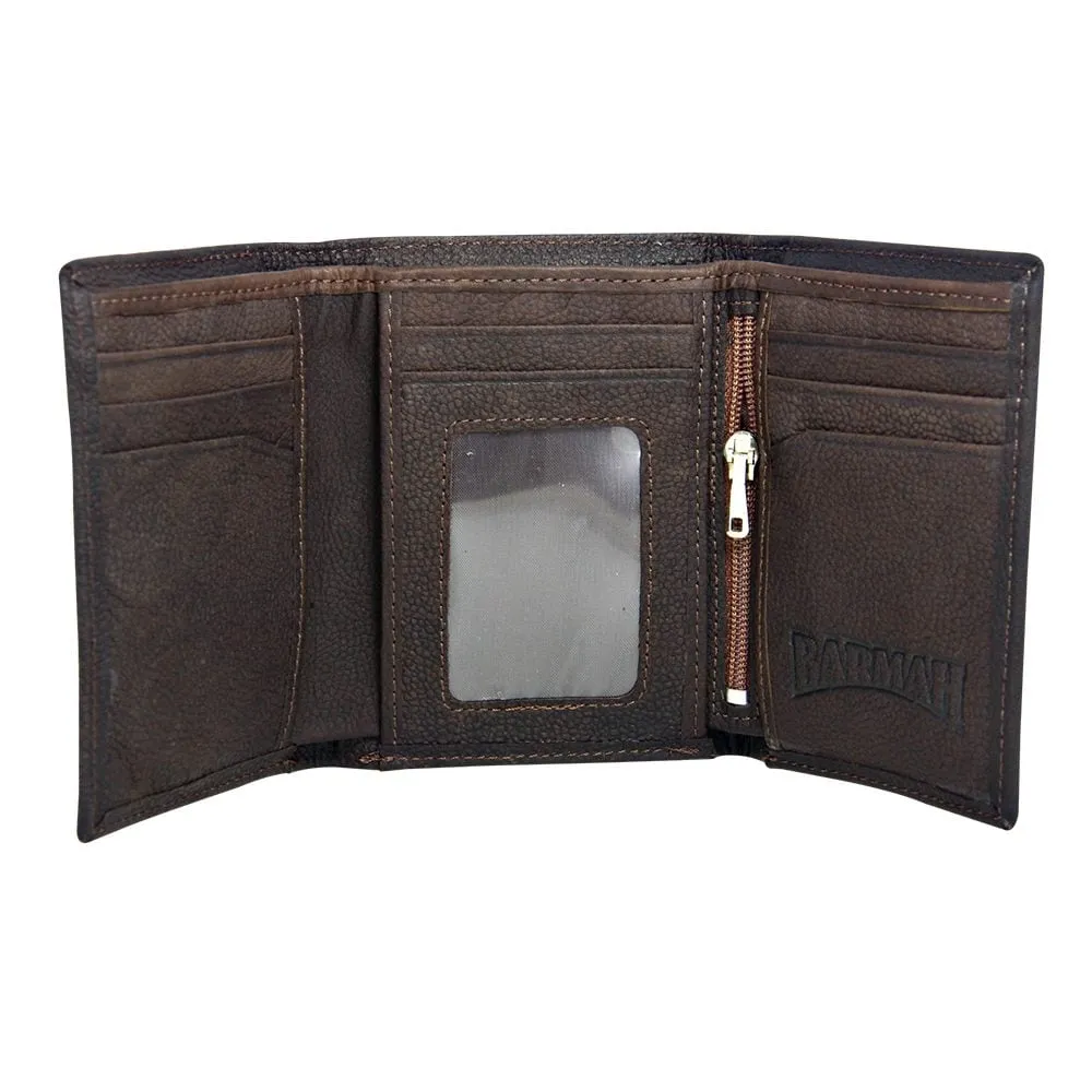 Barmah Kangaroo Leather 2 Fold Wallet - Brown