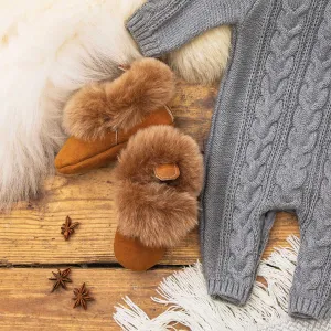 Barra Hand-Stitched Sheepskin Baby Booties - Honey