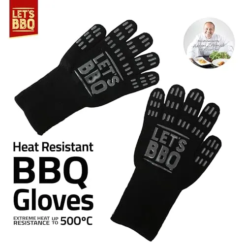 BBQ Oven Gloves Mitts Extreme Heat Resistant Grill Garden Cooking Black 1528