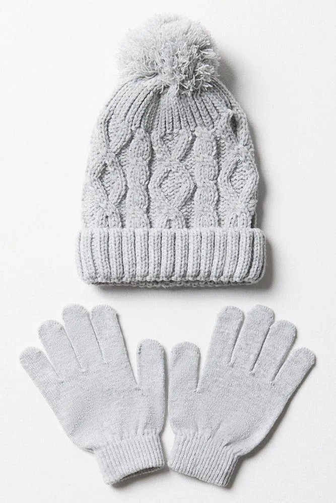 Beanie & Gloves Set Grey