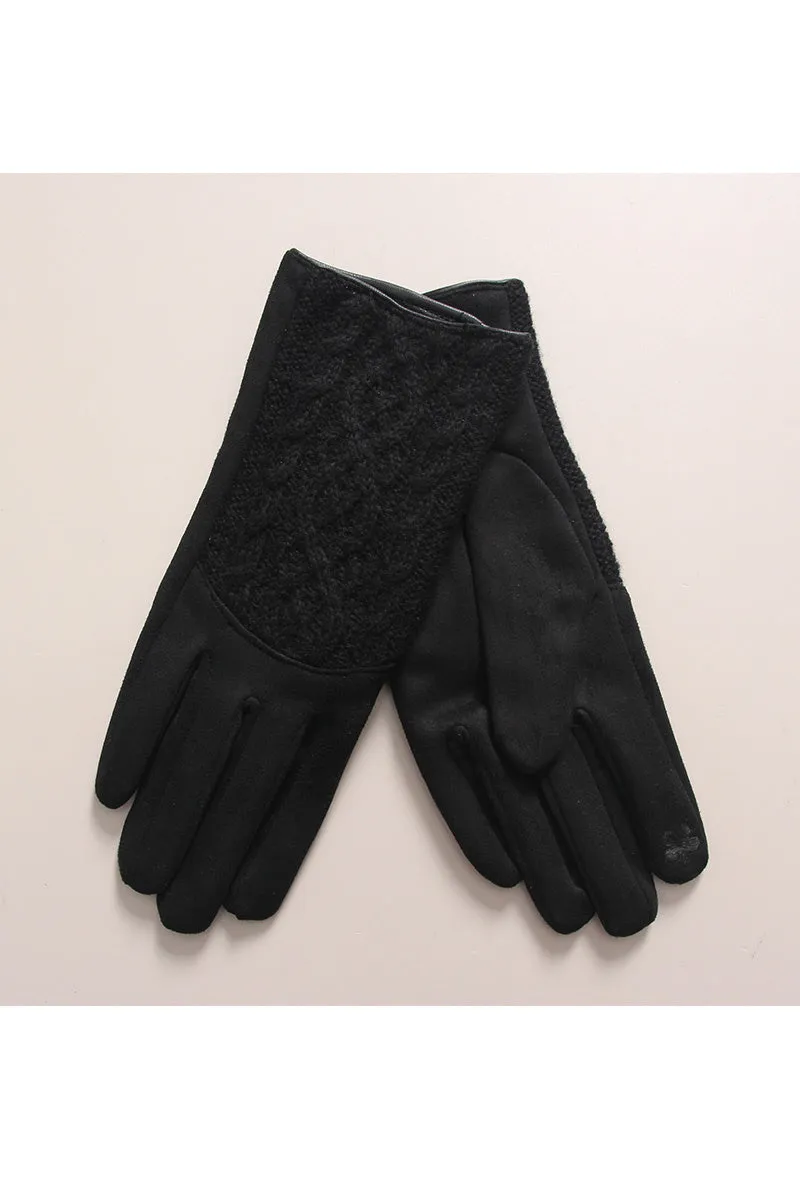 Black Cable Knit Gloves