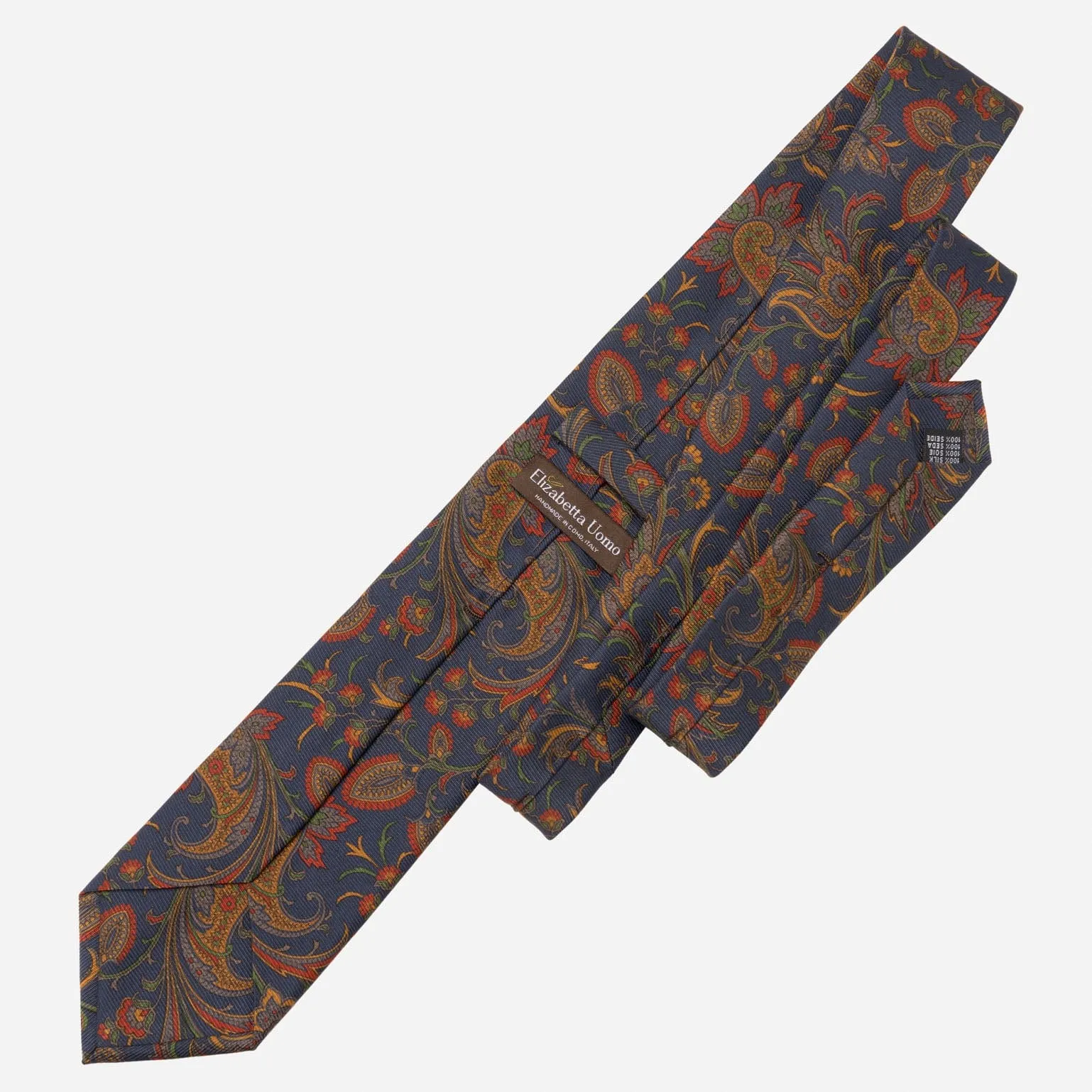 Borromeo - Printed Madder Silk Tie - Navy