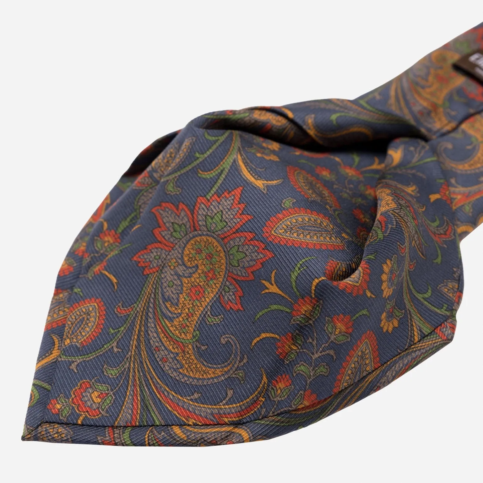 Borromeo - Printed Madder Silk Tie - Navy