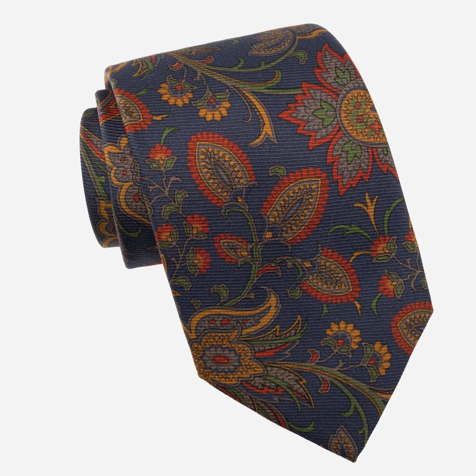 Borromeo - Printed Madder Silk Tie - Navy