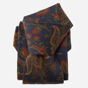 Borromeo - Printed Madder Silk Tie - Navy