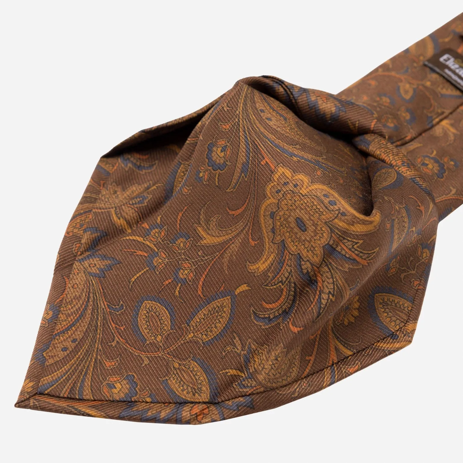 Borromeo - Printed Madder Silk Tie - Pecan Brown