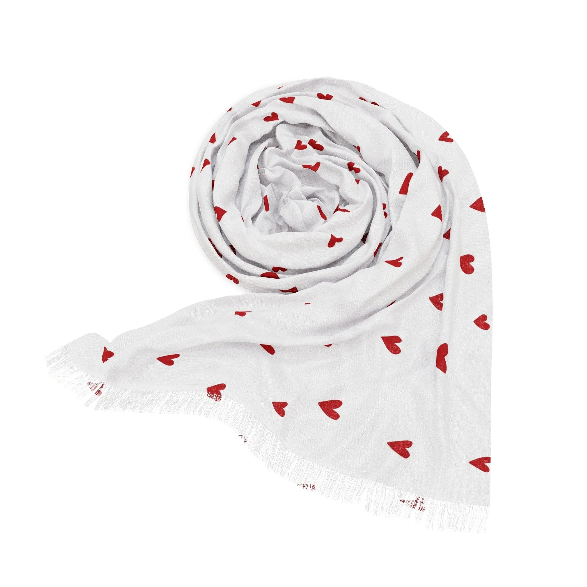 Chic Valentine's Day Red Heart-Patterned Scarf for Effortless Elegance