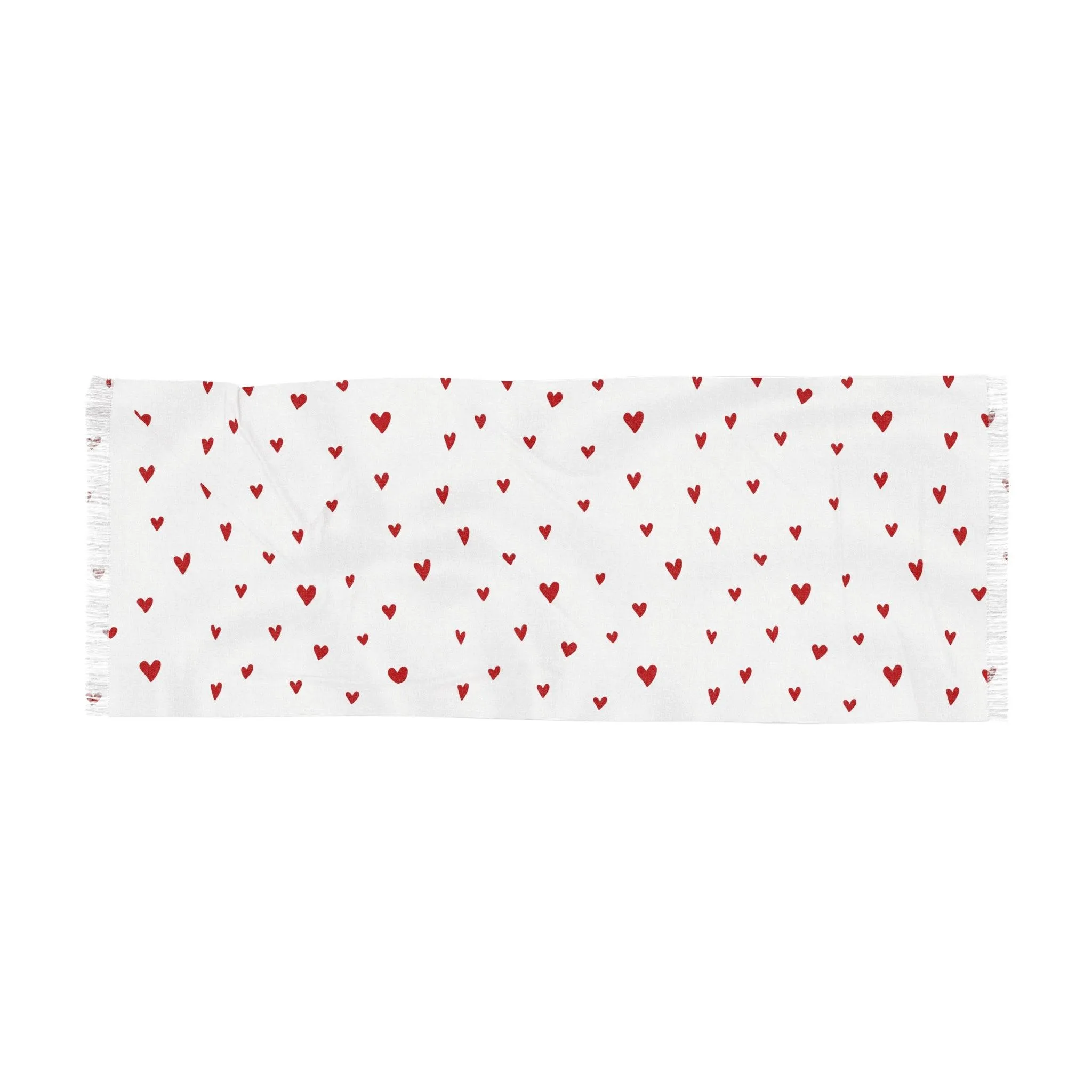 Chic Valentine's Day Red Heart-Patterned Scarf for Effortless Elegance