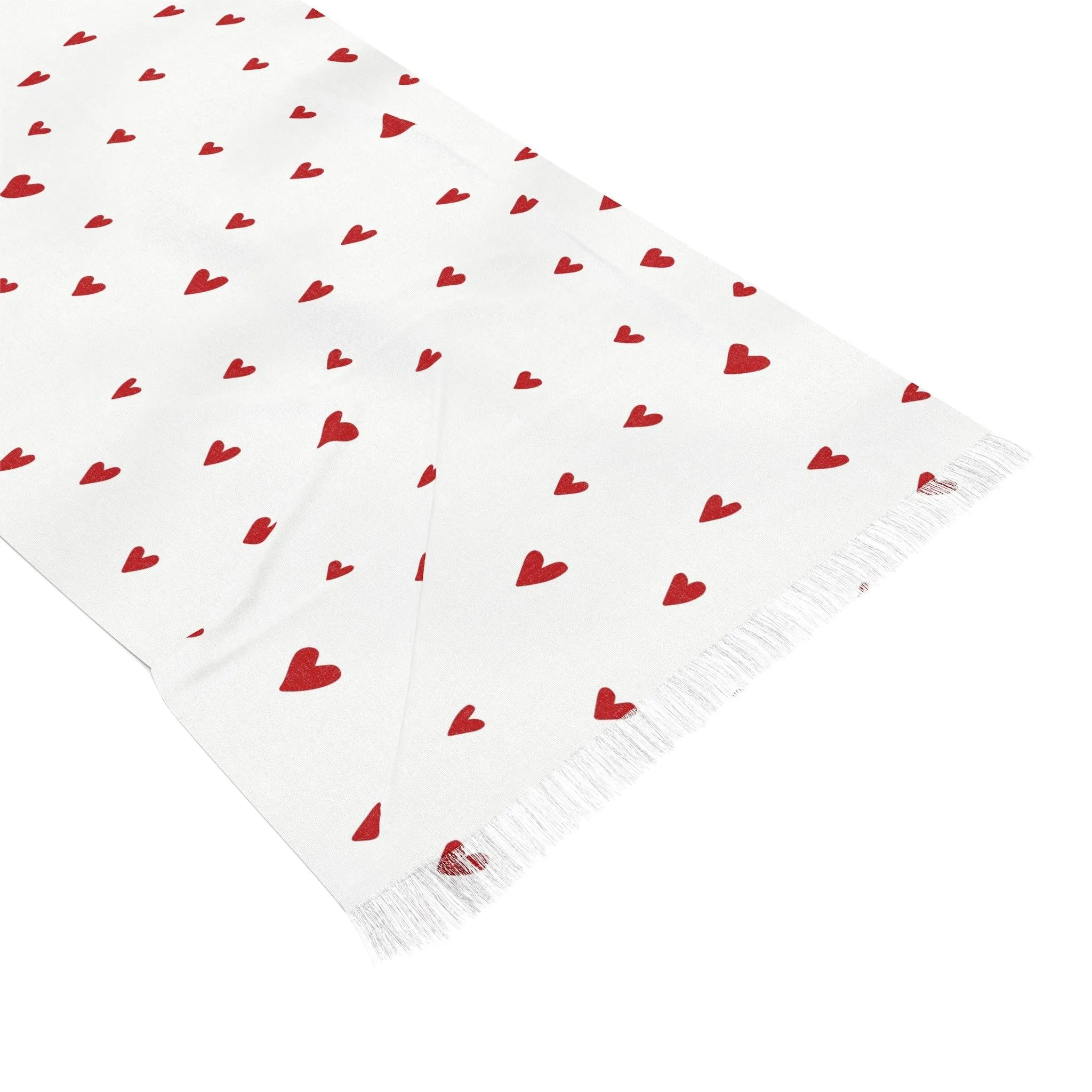 Chic Valentine's Day Red Heart-Patterned Scarf for Effortless Elegance