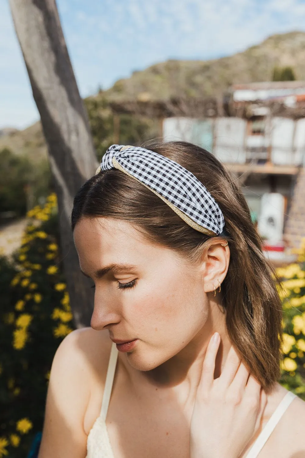 Cutesy Gingham Woven Knot Headband