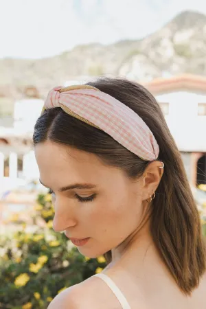 Cutesy Gingham Woven Knot Headband