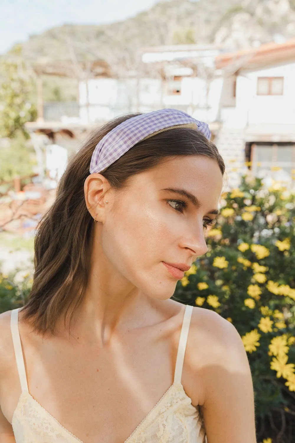 Cutesy Gingham Woven Knot Headband