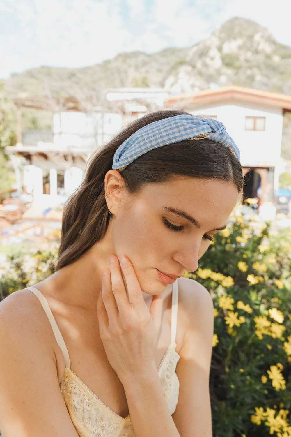 Cutesy Gingham Woven Knot Headband