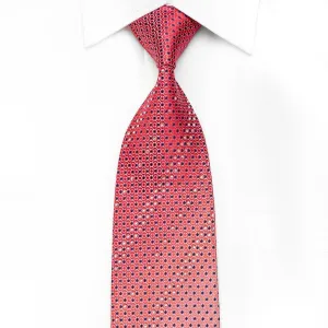 Daniel Hechter Men's Crystal Silk Necktie Red Blue Geometric On Pink With Sparkles