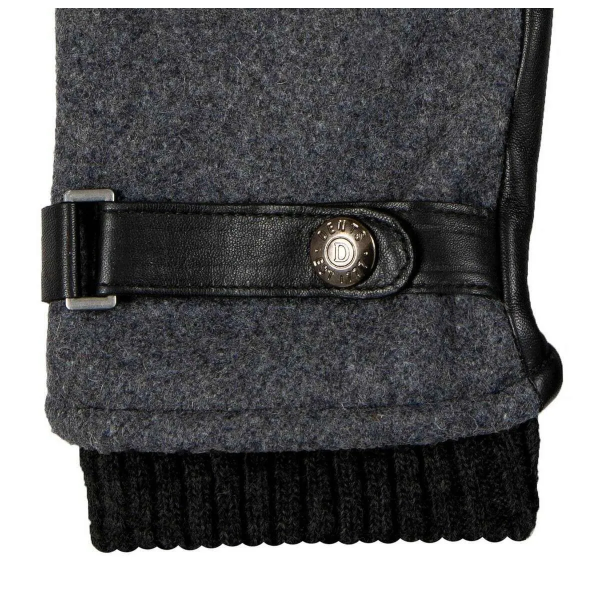 Dents Amesbury Touchscreen Flannel and Leather Gloves - Charcoal Grey/Black