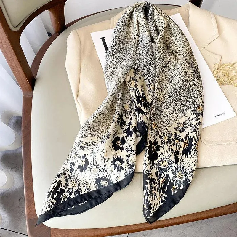 Elegant Leopard Print Silk Scarf - Stylish Sun Protection for Women