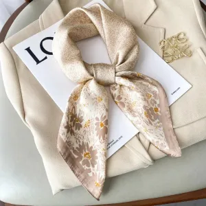 Elegant Leopard Print Silk Scarf - Stylish Sun Protection for Women