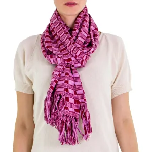 Exotic in Purple Maroon Guatemalan Hand-woven Cotton Scarf