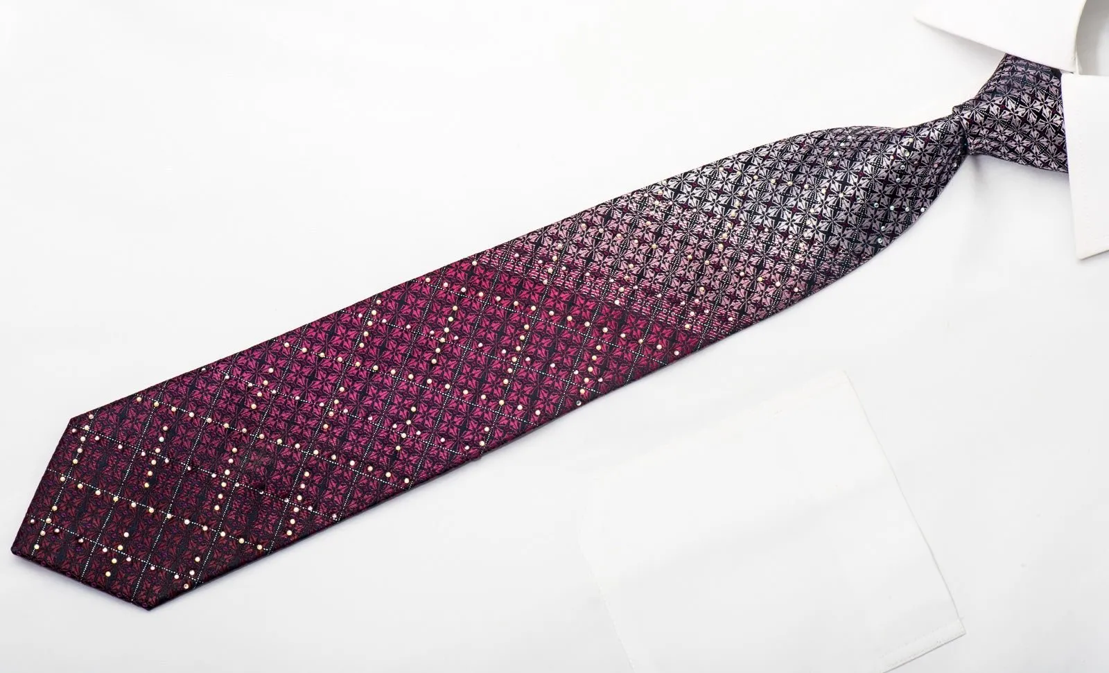 Fasion Top Rhinestone Necktie Burgundy Cartouche On Navy With Silver Sparkles