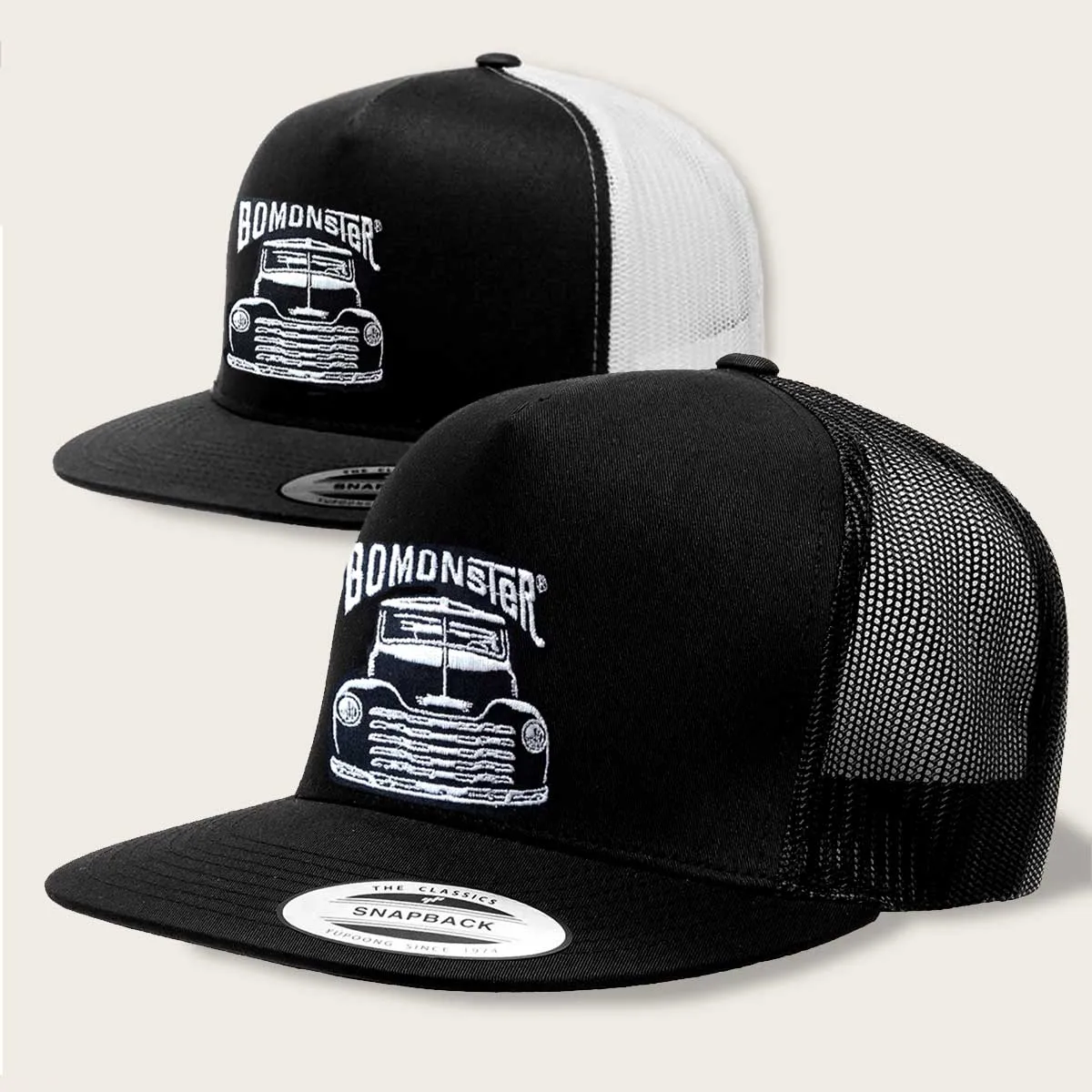 Flat Brim Snapback Trucker Hat "Vintage Truck"