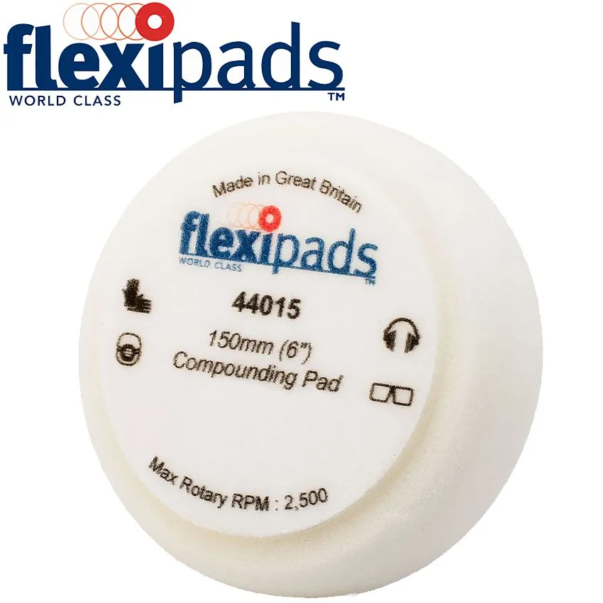 FLEXIPADS WHITE COMPOUNDING SPONGE 150MM HOOK AND LOOP FLEX 44015