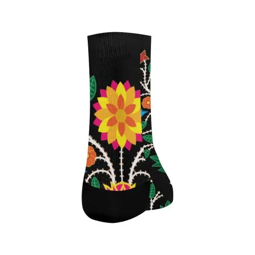 Floral Beadwork-03 Crew Socks