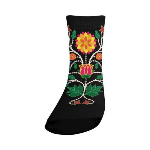 Floral Beadwork-03 Crew Socks