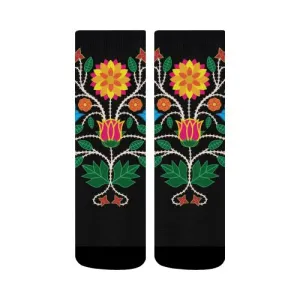 Floral Beadwork-03 Crew Socks