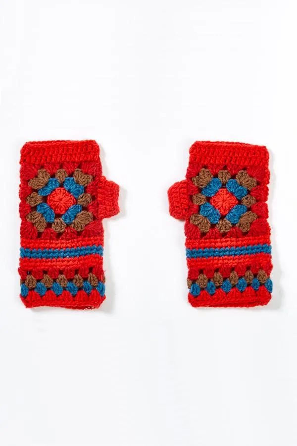 Flower Patch Crocheted Fingerless Gloves