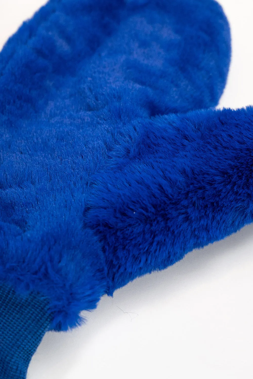 Fluffy Faux Fur Mittens in Blue