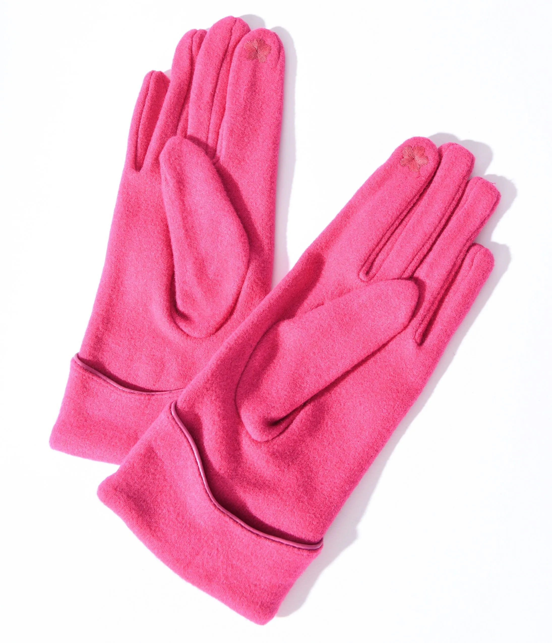 Fuchsia Scallop Cuffed Gloves