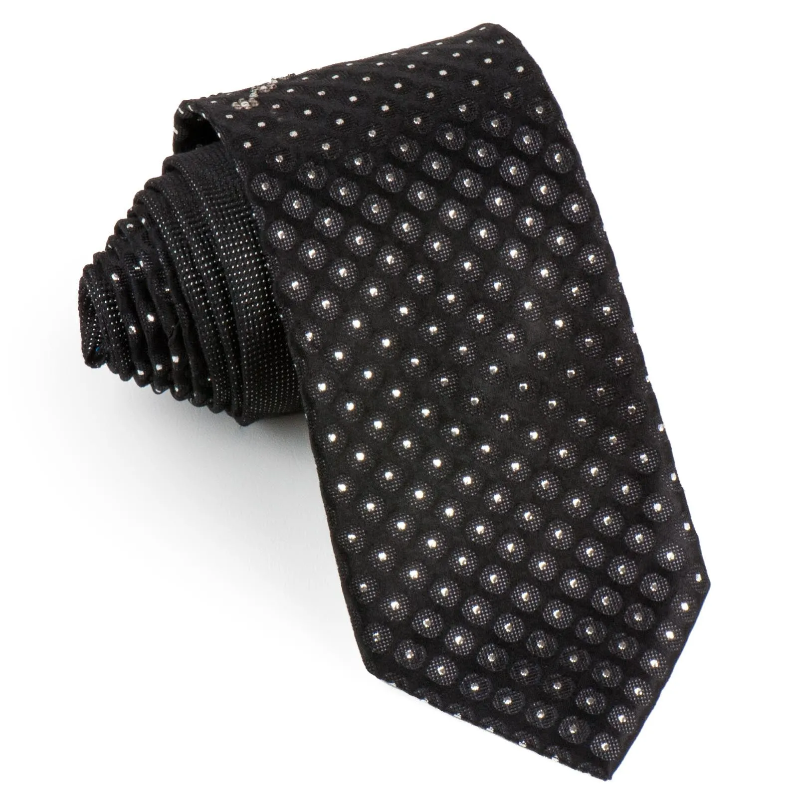 Grang Cia Black Silk Rhinestone Tie With Metallic Silver Sparkles