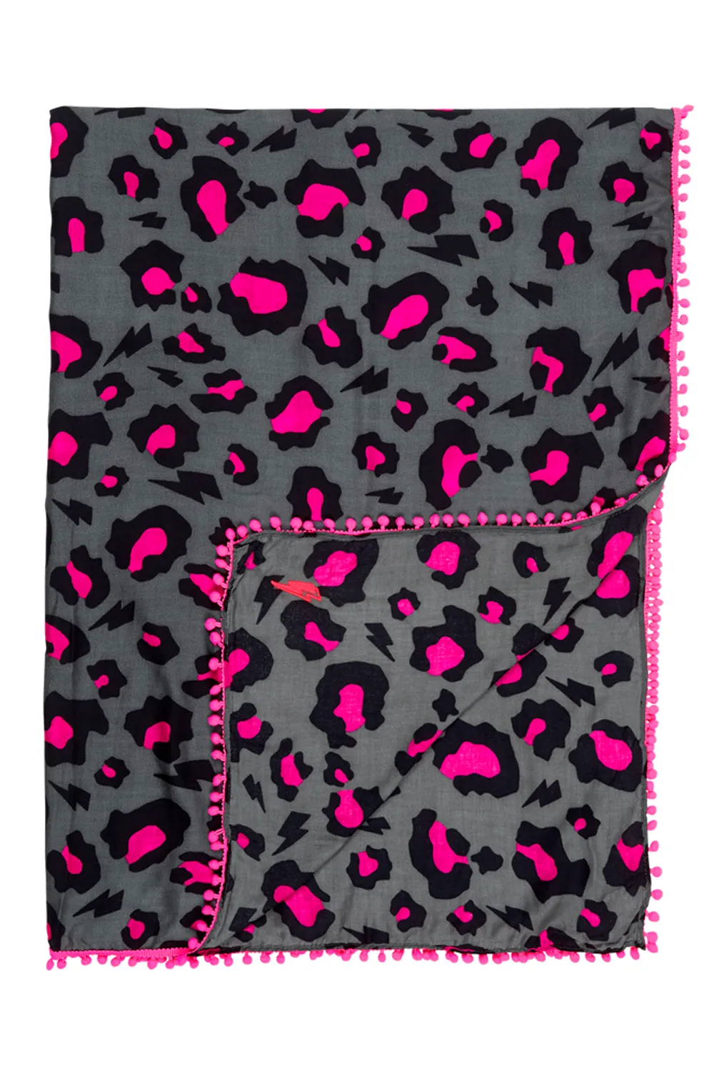 Grey with Black and Hot Pink Snow Leopard Charity Super Scarf