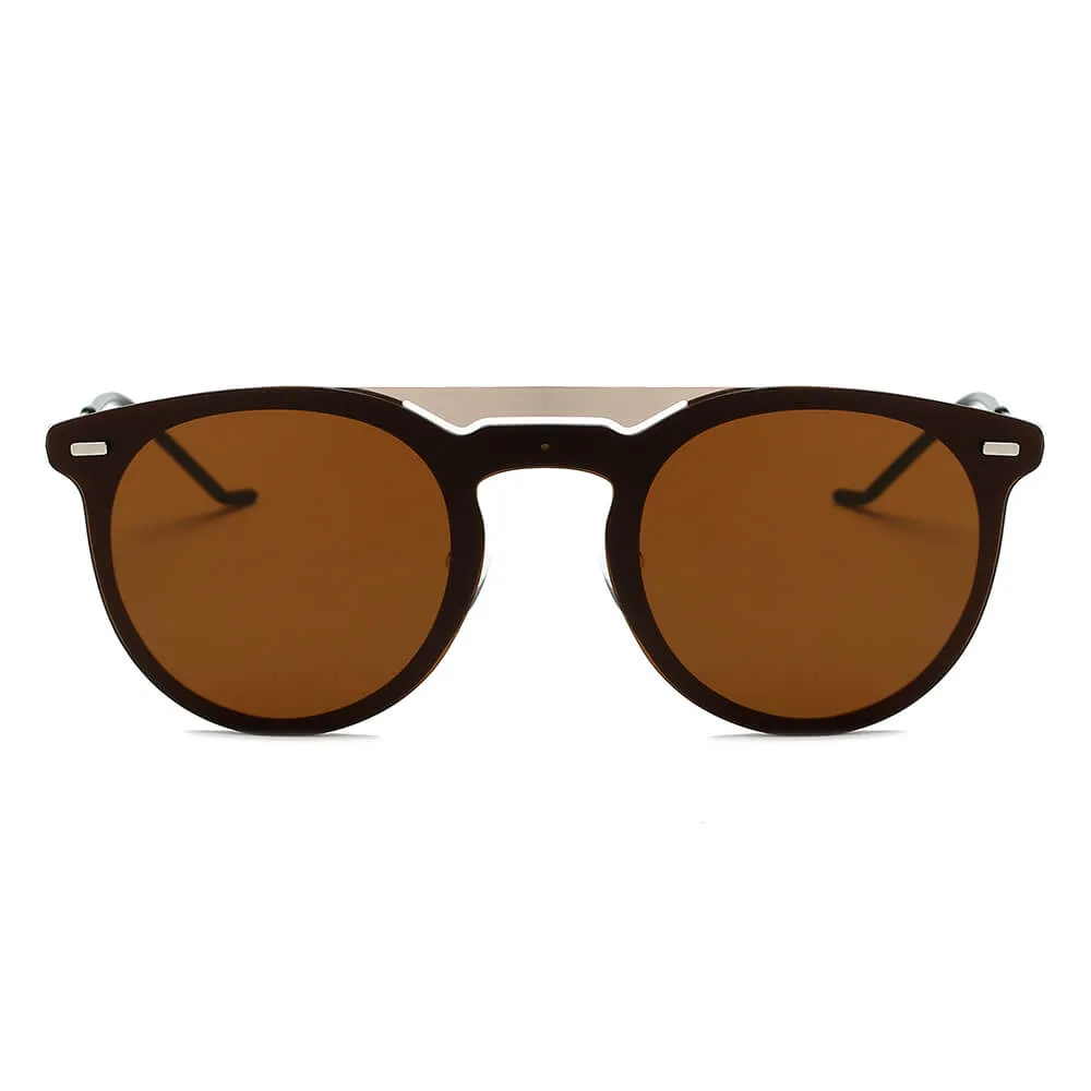 INDIO | Mirrored Brow-Bar Circle Sunglasses