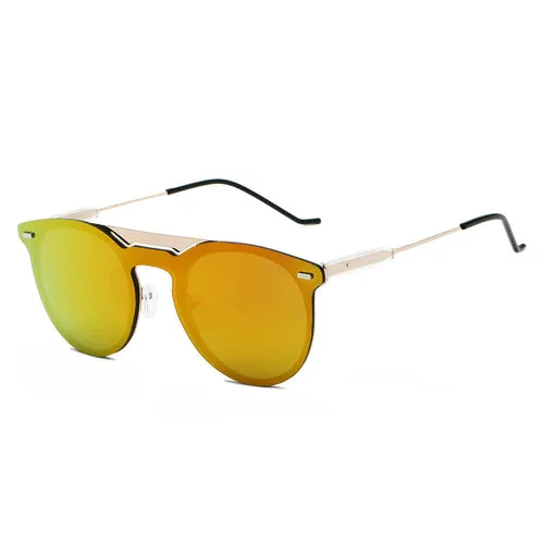 INDIO | Mirrored Brow-Bar Circle Sunglasses