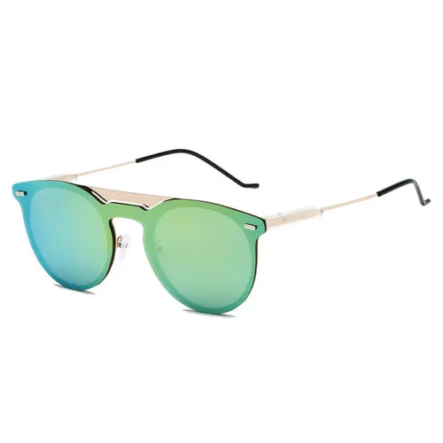 INDIO | Mirrored Brow-Bar Circle Sunglasses