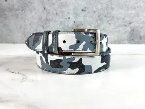 Italian Calf Belt: White Camo