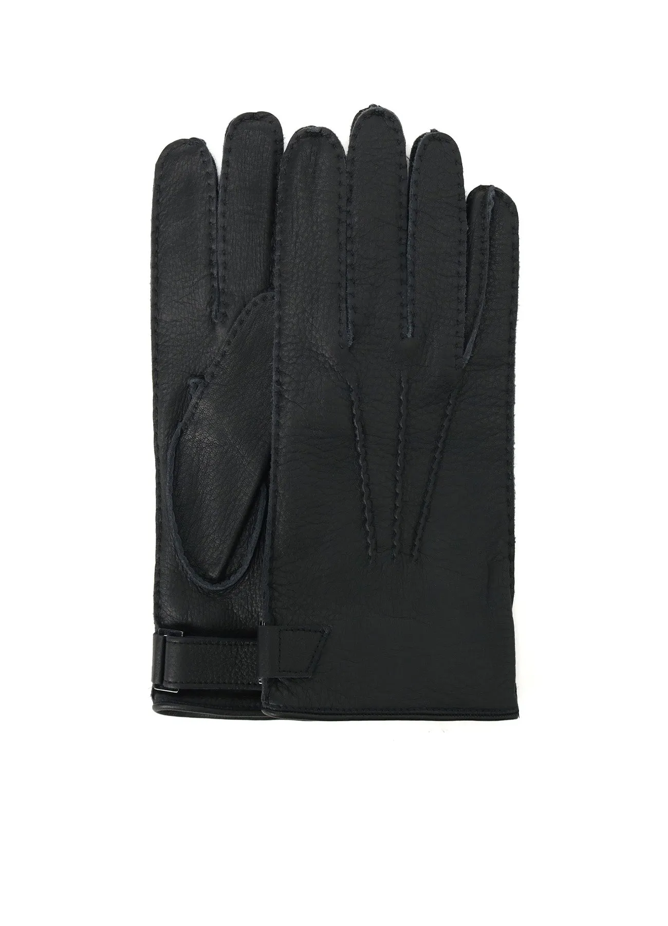 ITALIAN DEERSKIN STRAPPED SHORT GLOVES