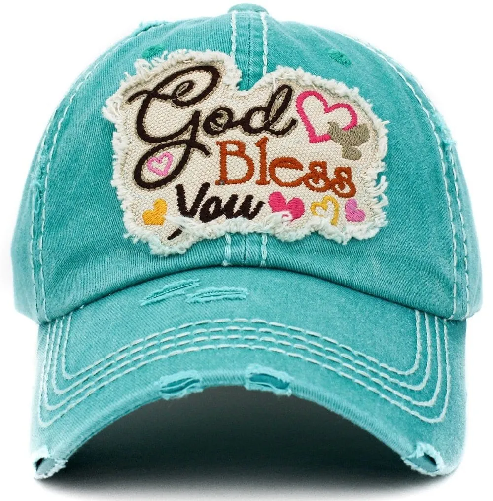 KBV1390 "God Bless You" Vintage Washed Baseball Cap