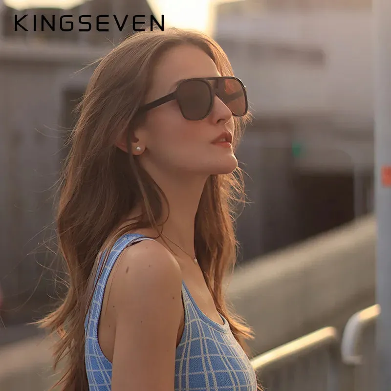 KINGSEVEN Classic Vintage Retro 70s Sunglasses for Women Men Classic Large Squared Big Frame UV400 Sun Glasses