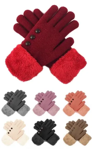 Knit Fur Lined Gloves