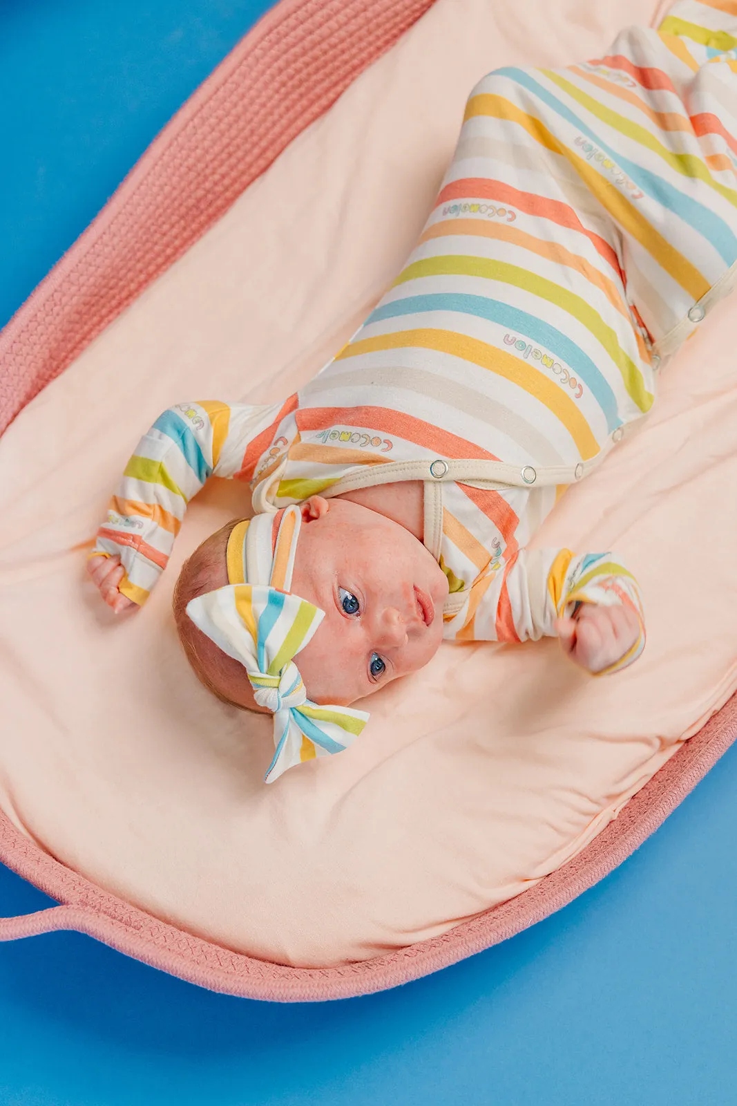 Knit Headband Bow - CoComelon Stripe